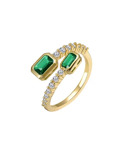 Rachel Glauber 14k Plated Cz Bypass Ring In Gold