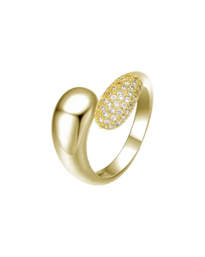 Rachel Glauber 14k Gold Plated With Cubic Zirconia Bypass Ring In Gold-tone