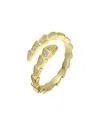Rachel Glauber 14k Gold Plated With Clear Cubic Zirconia Modern Bypass Ring In Gold