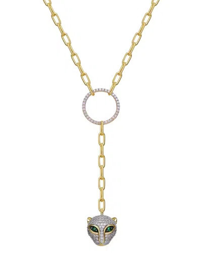Rachel Glauber 14k Plated Cz Cat Necklace In Gold