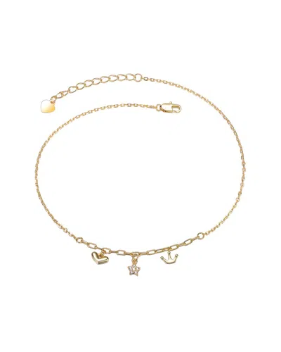 Rachel Glauber 14k Plated Cz Chain Bracelet In Orange