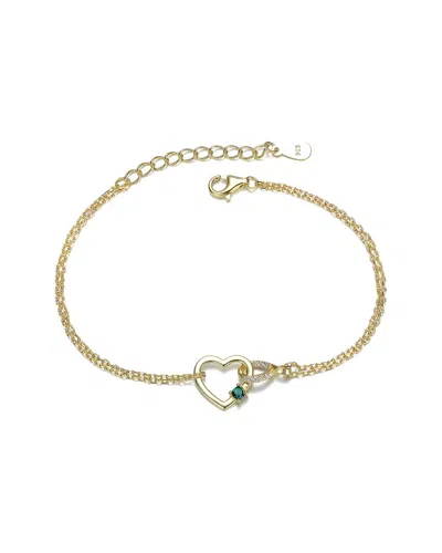Rachel Glauber 14k Plated Cz Chain Bracelet In Pattern