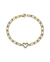 Rachel Glauber 14k Gold Plated With Clear Cubic Zirconia Open Heart Halo Paperclip Link Bracelet
