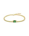 Rachel Glauber 14k Gold Plated With Emerald Green Cubic Zirconia Chain Bracelet In Gold