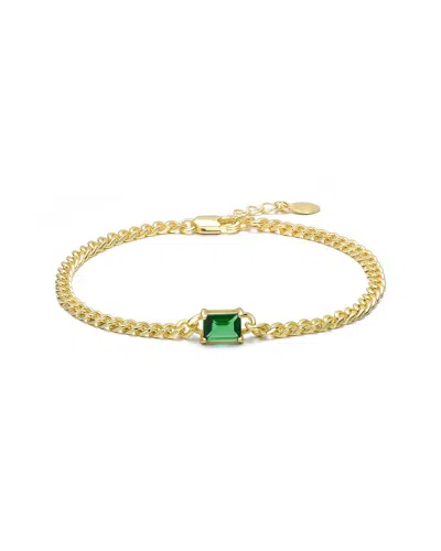 Rachel Glauber 14k Gold Plated With Emerald Green Cubic Zirconia Chain Bracelet