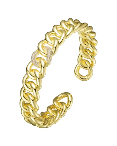 Rachel Glauber 14k Plated Cz Chain Cuff Bracelet