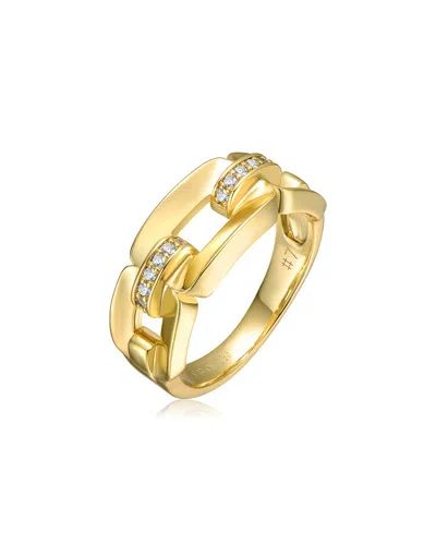Rachel Glauber 14k Gold Plated With Cubic Zirconia Pave Chain Link Ring