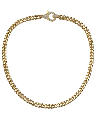 Rachel Glauber 14k Plated Cz Chain Necklace In Gold