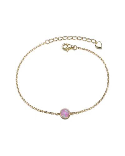 Rachel Glauber 14k Plated Cz Charm Bracelet In Purple