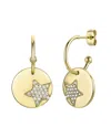 Rachel Glauber 14k Plated Cz Charm Dangle C Hoops