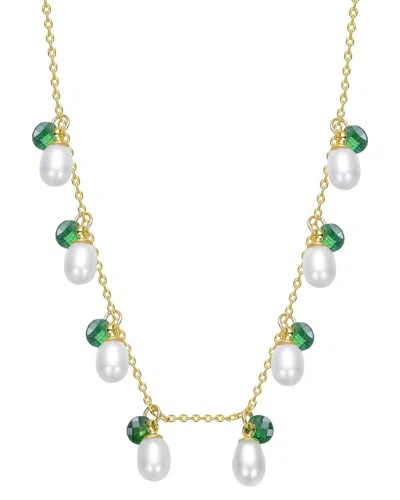 Rachel Glauber 14k Plated Cz Charm Necklace In White