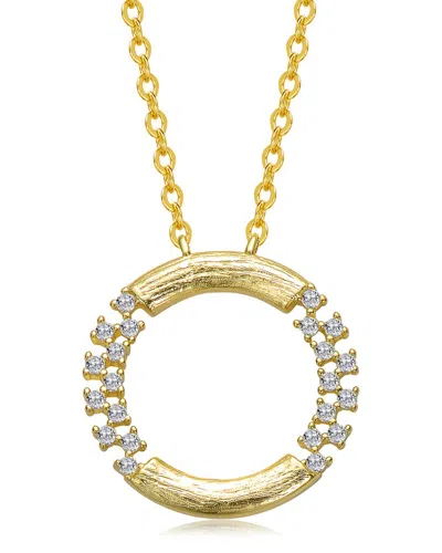 Rachel Glauber 14k Plated Cz Circle Pendant In Gold