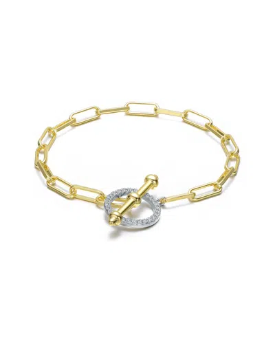 RACHEL GLAUBER RACHEL GLAUBER 14K PLATED CZ CIRCLE TOGGLE BRACELET