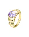 Rachel Glauber 14k Gold Plated With Amethyst Cubic Zirconia Cocktail Ring In Gold