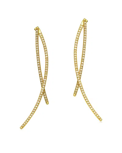 Rachel Glauber 14k Gold Plated Cubic Zirconia Drop Earrings In Gold-tone