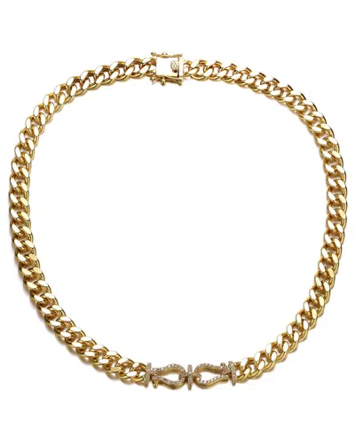 Rachel Glauber 14k Gold Plated With Cubic Zirconia Miami Cuban Chain Door Knocker Necklace