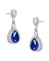 Rachel Glauber 14k Plated Cz Double Halo Dangle Earrings