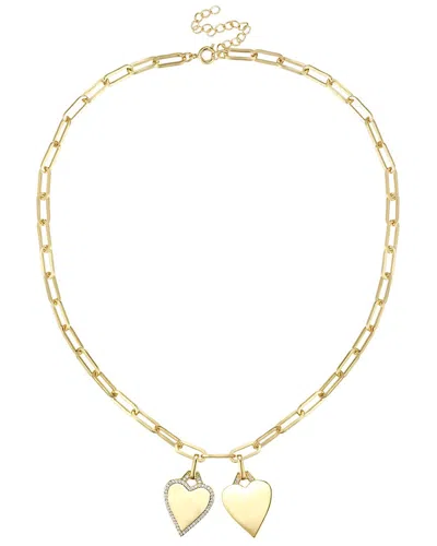 Rachel Glauber 14k Plated Cz Double Heart Necklace