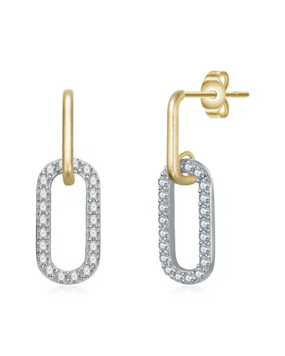 Rachel Glauber 14k Plated Cz Drop Earrings In Gold