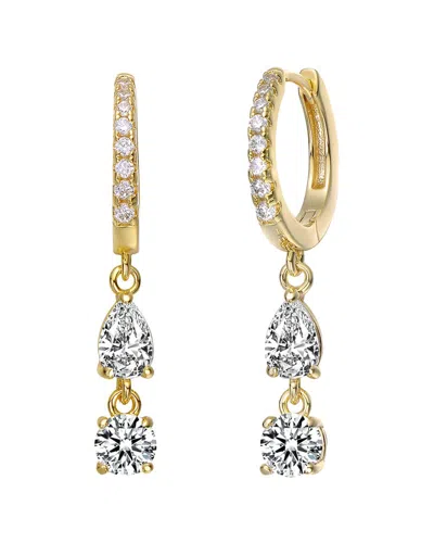 Rachel Glauber 14k Plated Cz Drop Earrings In Gold
