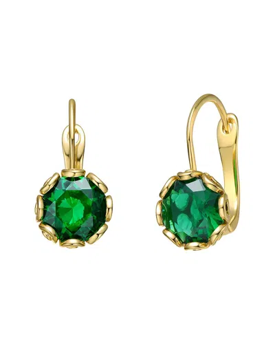 Rachel Glauber Solitaire Drop Earrings With Colored Cubic Zirconia In Green