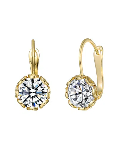 Rachel Glauber 14k Plated Cz Drop Earrings In Gold