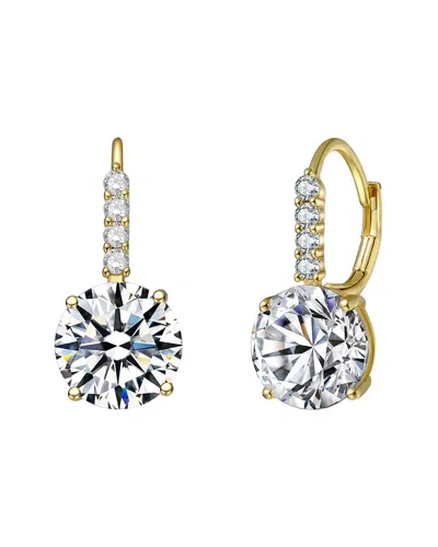 Rachel Glauber 14k Plated Cz Drop Earrings In Metallic