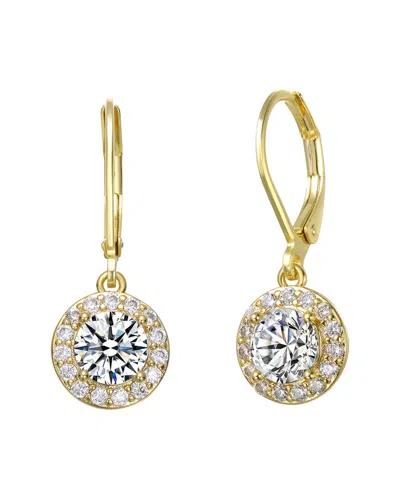 Rachel Glauber 14k Plated Cz Drop Earrings In Gold
