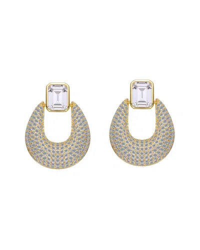 Rachel Glauber 14k Plated Cz Drop Earrings In Gold