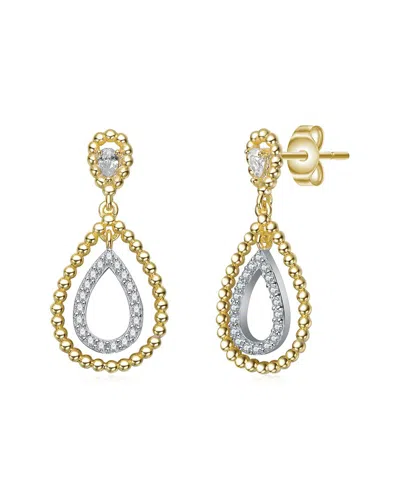 Rachel Glauber 14k Plated Cz Drop Earrings In Gold