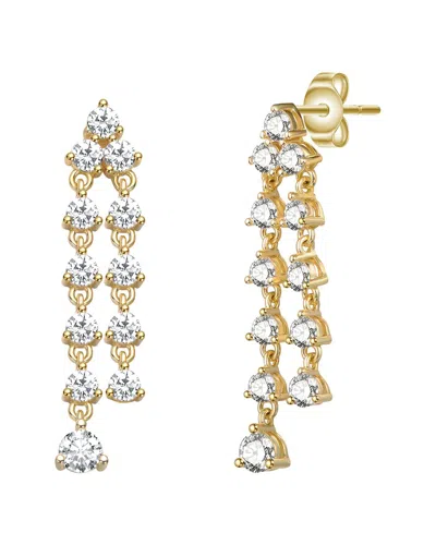 Rachel Glauber 14k Plated Cz Drop Earrings In Pattern