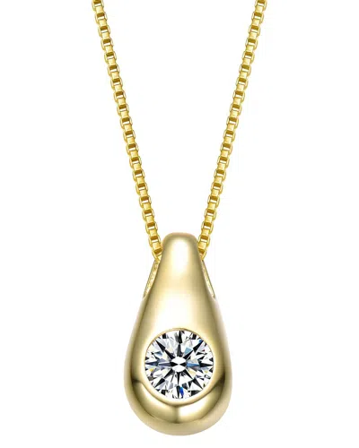 Rachel Glauber 14k Plated Cz Drop Necklace In Gold