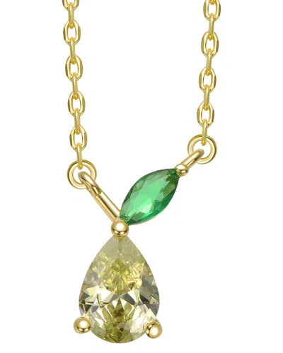 Rachel Glauber 14k Plated Cz Drop Necklace In Gold