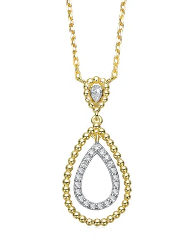 Rachel Glauber 14k Plated Cz Drop Pendant In Gold