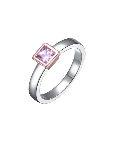 Rachel Glauber 14k Plated Cz Engagement Ring In Metallic