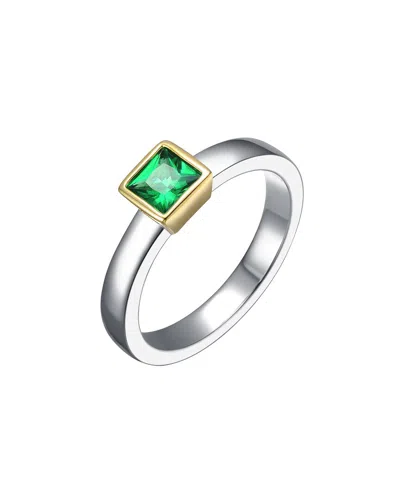 Rachel Glauber 14k Plated Cz Engagement Ring In Metallic