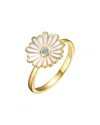 Rachel Glauber 14k Plated Cz Flower Ring