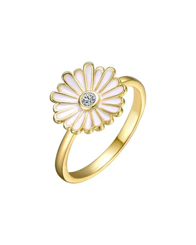 Rachel Glauber 14k Plated Cz Flower Ring