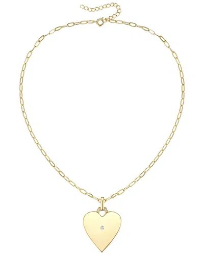 Rachel Glauber 14k Plated Cz Heart Charm Necklace