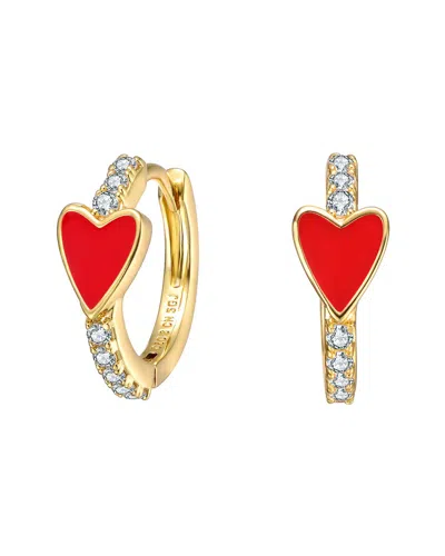 Rachel Glauber 14k Plated Cz Heart Hoops