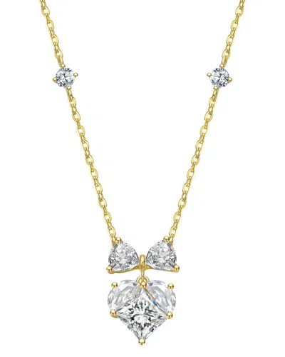 Rachel Glauber 14k Plated Cz Heart Necklace In Gold