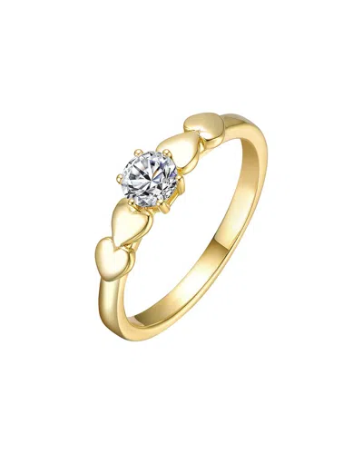 Rachel Glauber 14k Plated Cz Heart Ring In Gold