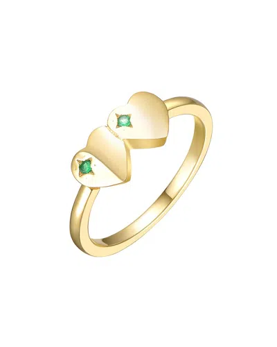 Rachel Glauber 14k Plated Cz Heart Ring In White