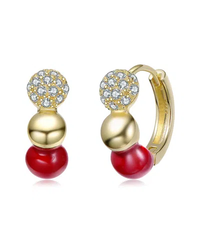 Rachel Glauber 14k Plated Cz Hoop Earrings In Gold