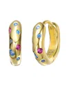 Rachel Glauber 14k Plated Cz Hoop Earrings In Gold