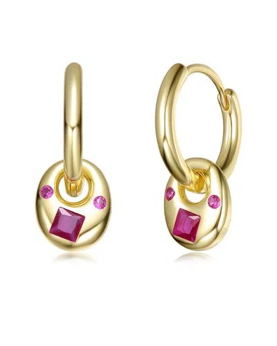Rachel Glauber 14k Plated Cz Hoop Earrings In Gold