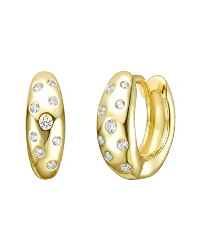 Rachel Glauber 14k Plated Cz Hoop Earrings In Gold