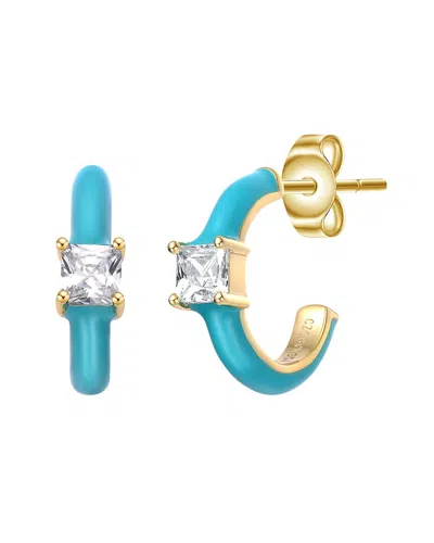Rachel Glauber 14k Plated Cz Hoops In Gold