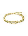 Rachel Glauber 14k Gold Plated With Clear Cubic Zirconia Horse Shoe Link Bracelet In Gold