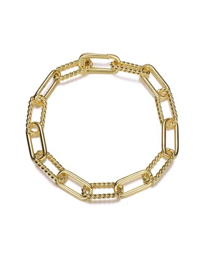 Rachel Glauber 14k Plated Cz Link Bracelet In Gold